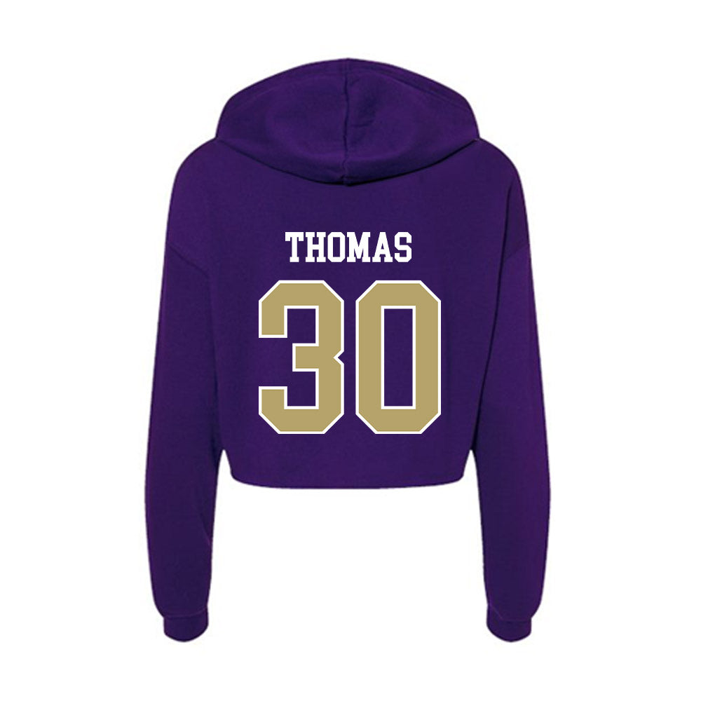 JMU - NCAA Football : Dkwan Thomas - Women's Crop Fleece Hoodie-1