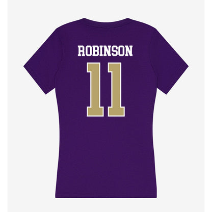 JMU - NCAA Women's Basketball : Bree Robinson - Women's V-Neck T-Shirt-1