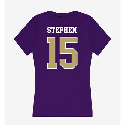 JMU - NCAA Men's Basketball : Joshua Stephen - Women's V-Neck T-Shirt-1