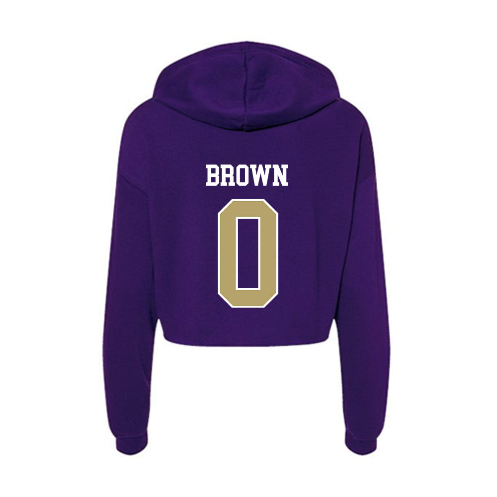 JMU - NCAA Men's Basketball : Christian Brown - Women's Crop Fleece Hoodie-1