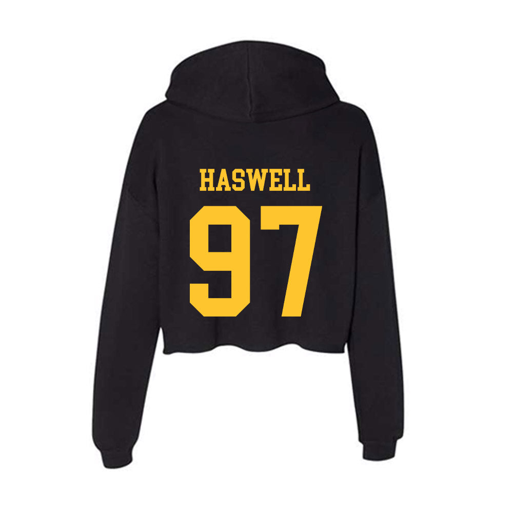 Wyoming - NCAA Football : Alexander Haswell - Classic Shersey Women's Crop Fleece Hooded Sweatshirt-1