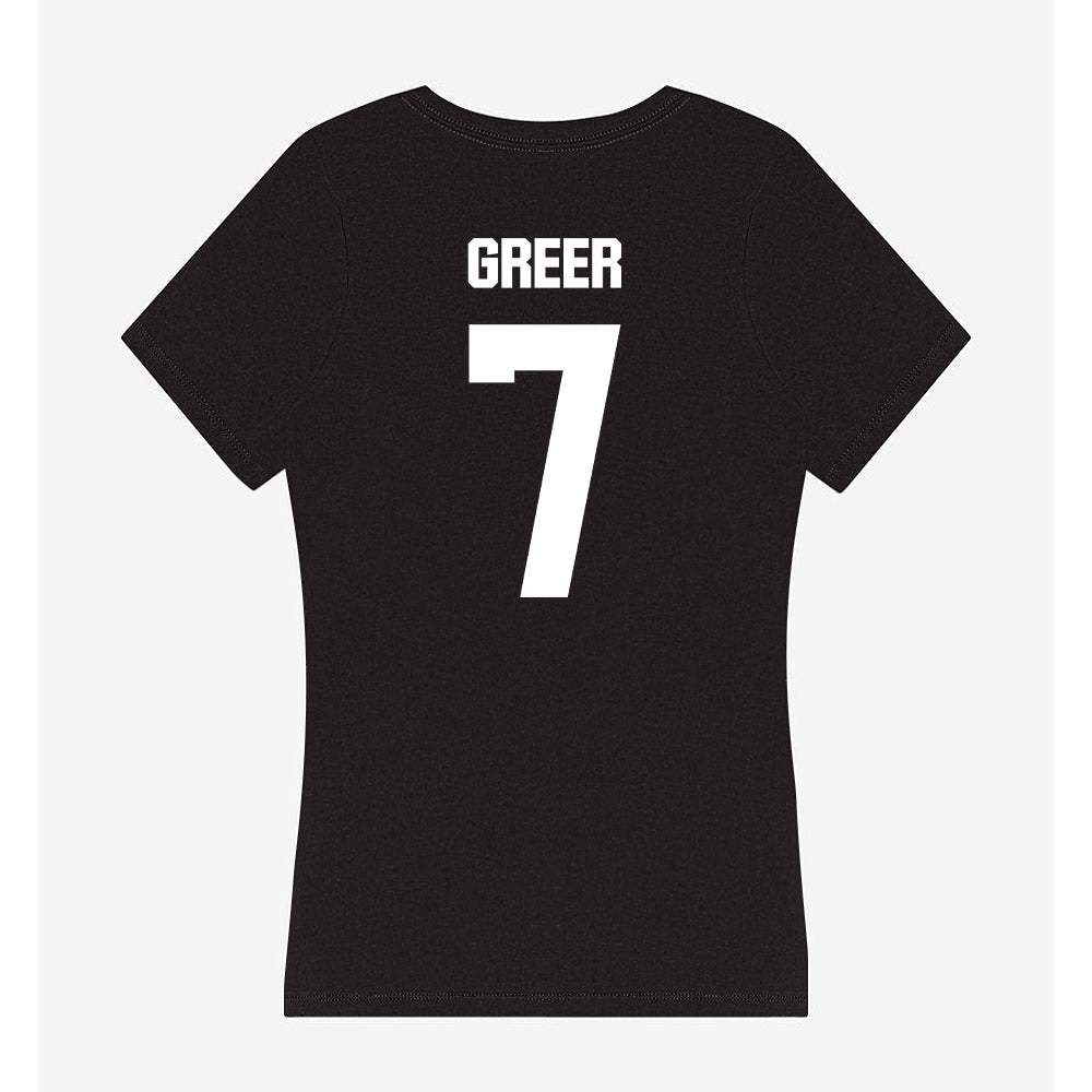 Davidson - NCAA Men's Basketball : RJ Greer - Women's V-Neck T-Shirt-1