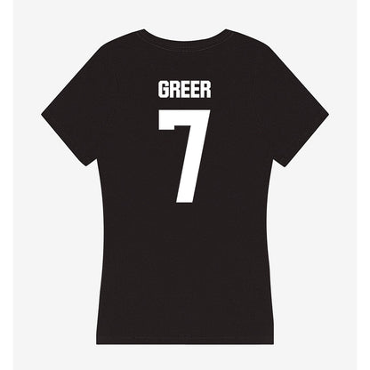 Davidson - NCAA Men's Basketball : RJ Greer - Women's V-Neck T-Shirt-1