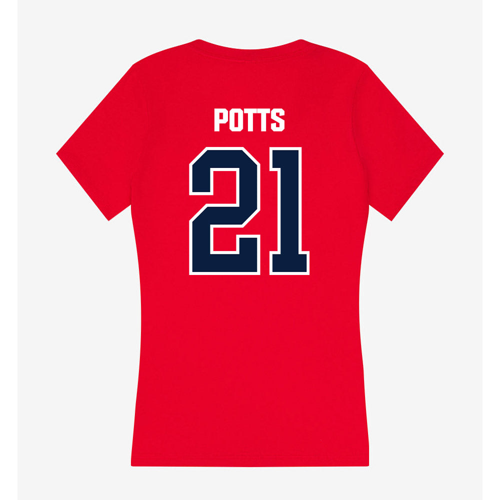 Liberty - NCAA Baseball : Jake Potts - Women's V-Neck T-Shirt-1