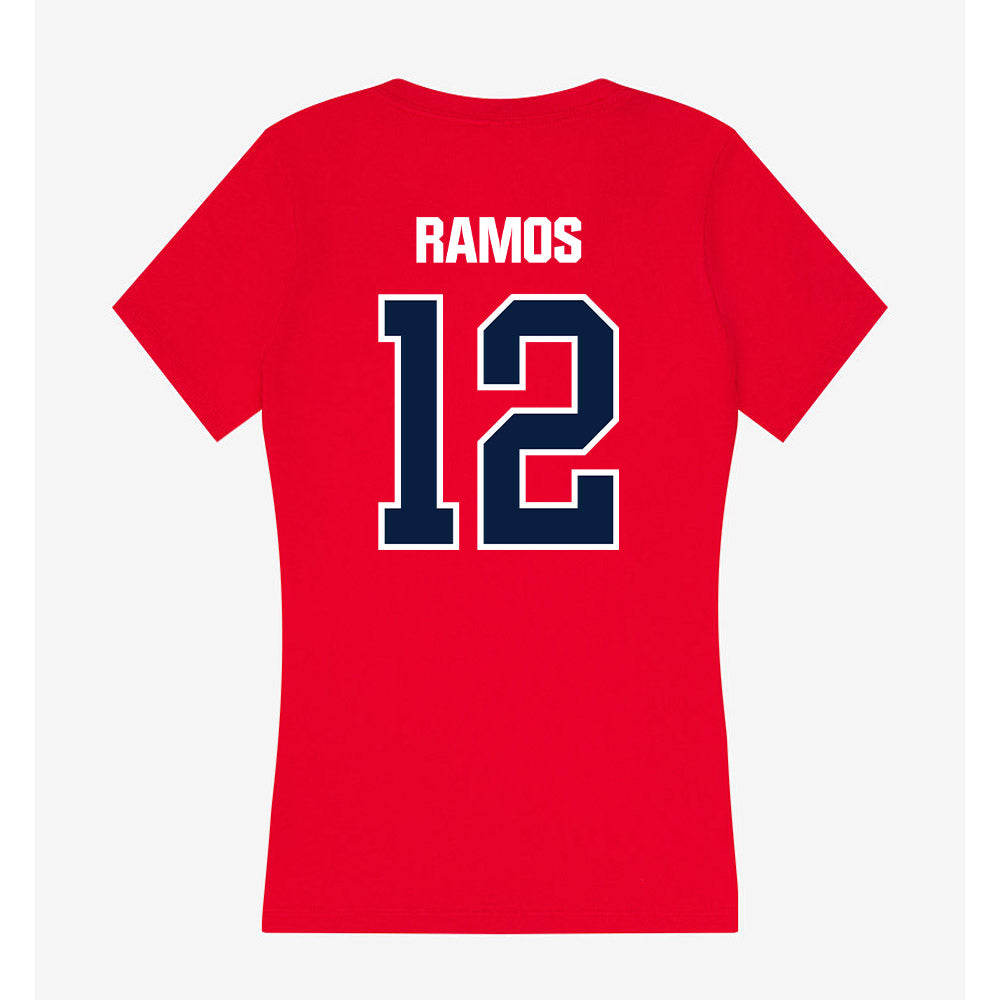 Liberty - NCAA Men's Soccer : Jayden Ramos - Women's V-Neck T-Shirt-1