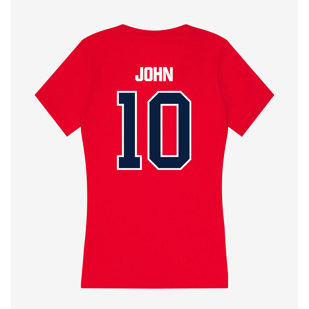 Liberty - NCAA Men's Soccer : Elijah John - Women's V-Neck T-Shirt-1
