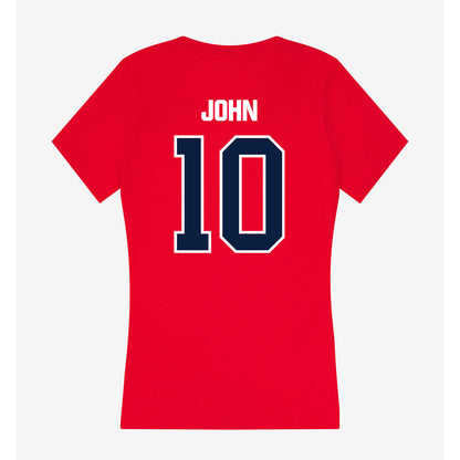 Liberty - NCAA Men's Soccer : Elijah John - Women's V-Neck T-Shirt-1