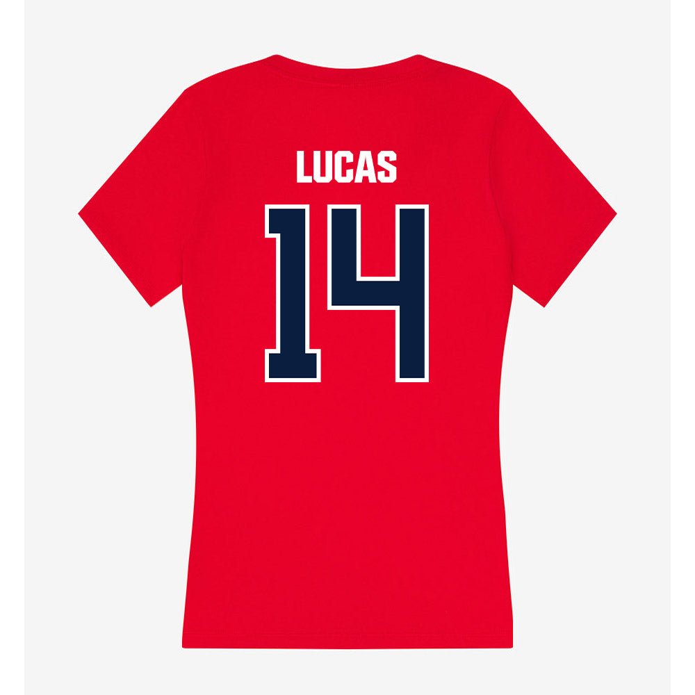 Liberty - NCAA Baseball : Jaxon Lucas - Women's V-Neck T-Shirt-1