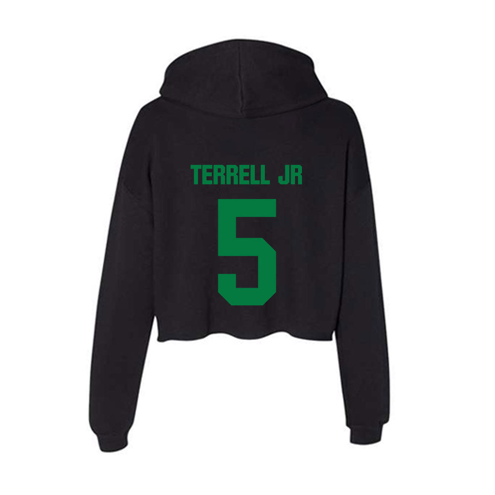 North Texas - NCAA Men's Basketball : david terrell jr - Women's Crop Fleece Hoodie-1