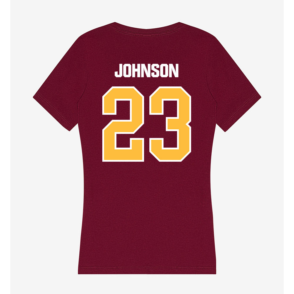 UMN Duluth - NCAA Men's Basketball : Brooks Johnson - Women's V-Neck T-Shirt-1