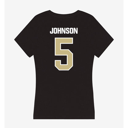 Akron - NCAA Women's Basketball : Natalie Johnson - Women's V-Neck T-Shirt-1