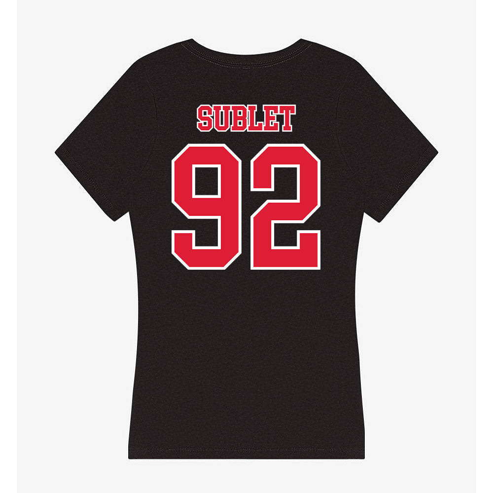 Lamar - NCAA Football : Broderick Sublet - Women's V-Neck T-Shirt-1