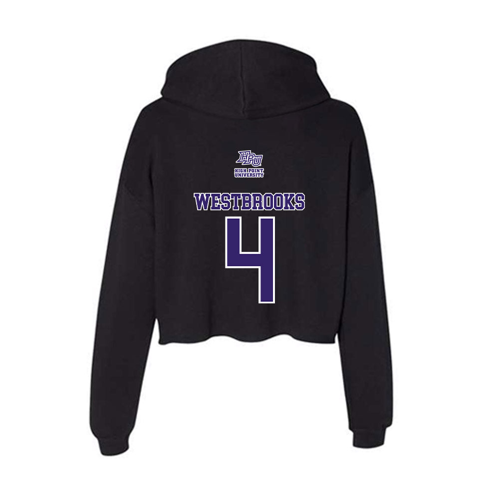 High Point - NCAA Men's Lacrosse : James Westbrooks - Women's Crop Fleece Hoodie-1