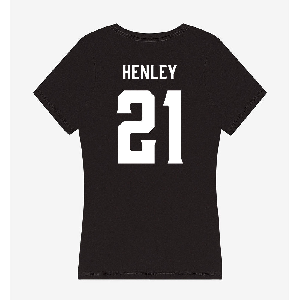 Furman - NCAA Women's Basketball : Niveya Henley - Women's V-Neck T-Shirt-1