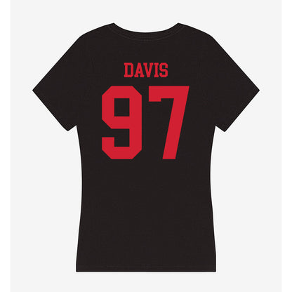 SMU - NCAA Football : Christian Davis - Women's V-Neck T-Shirt-1
