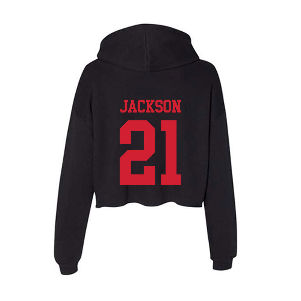 SMU - NCAA Women's Basketball : Kaylin Jackson - Women's Crop Fleece Hooded Sweatshirt-1