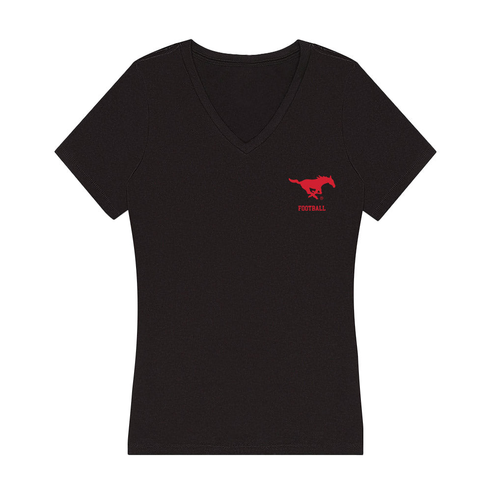 SMU - NCAA Football : Link Rhodes - Women's V-Neck T-Shirt-0