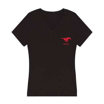 SMU - NCAA Football : Link Rhodes - Women's V-Neck T-Shirt-0