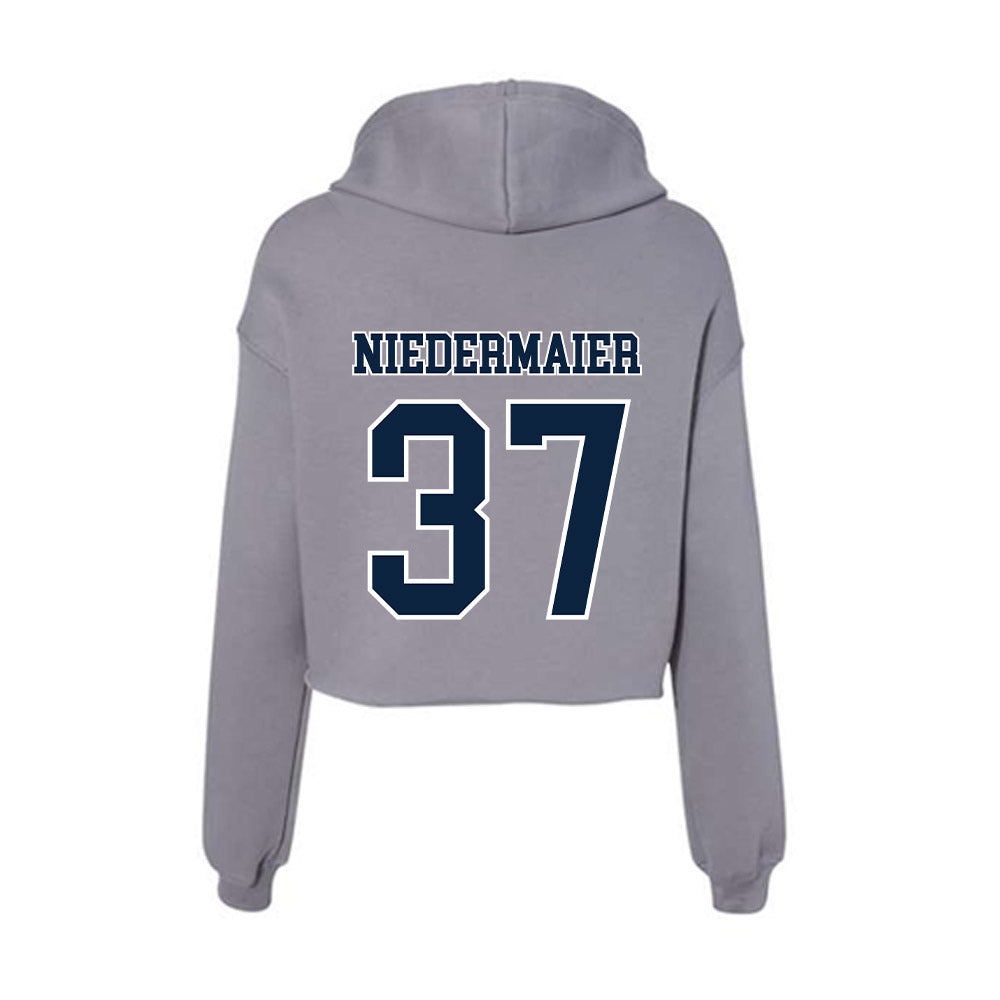 Xavier - NCAA Baseball : Roger Niedermaier - Women's Crop Fleece Hoodie-1