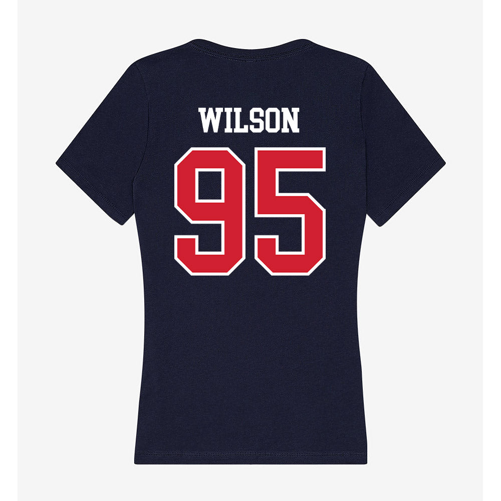 Robert Morris - NCAA Football : Asher Wilson - Women's V-Neck T-Shirt-1