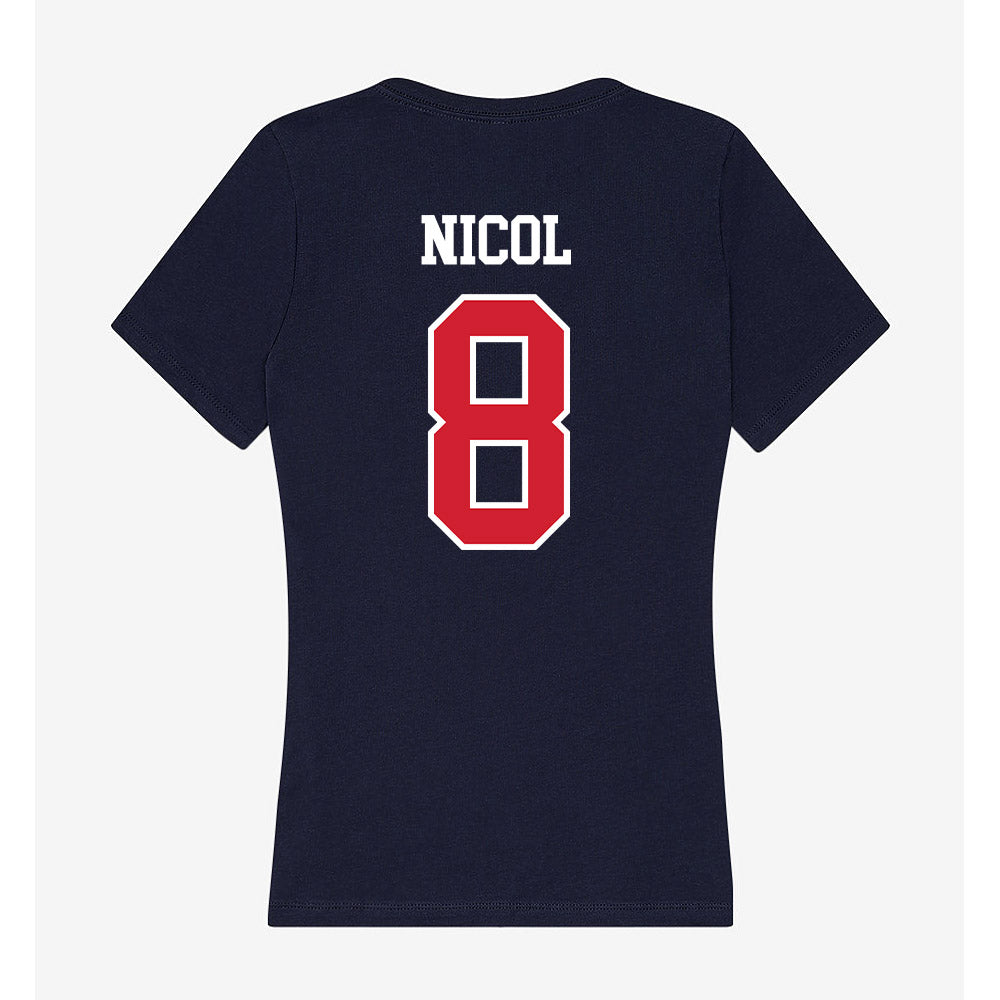 Robert Morris - NCAA Men's Soccer : Emeric Nicol - Women's V-Neck T-Shirt-1