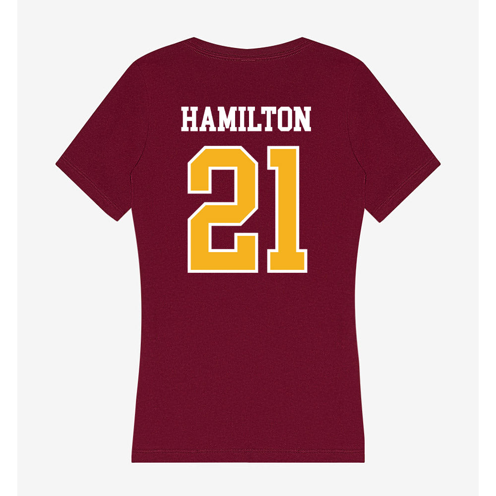 Winthrop - NCAA Men's Basketball : Tai Hamilton - Women's V-Neck T-Shirt-1