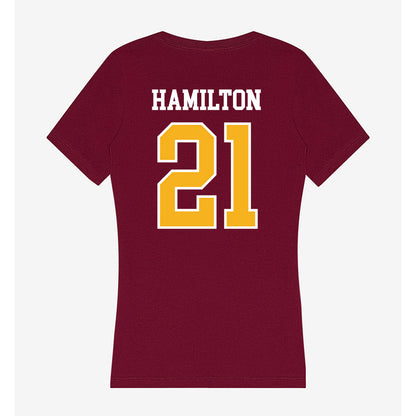 Winthrop - NCAA Men's Basketball : Tai Hamilton - Women's V-Neck T-Shirt-1