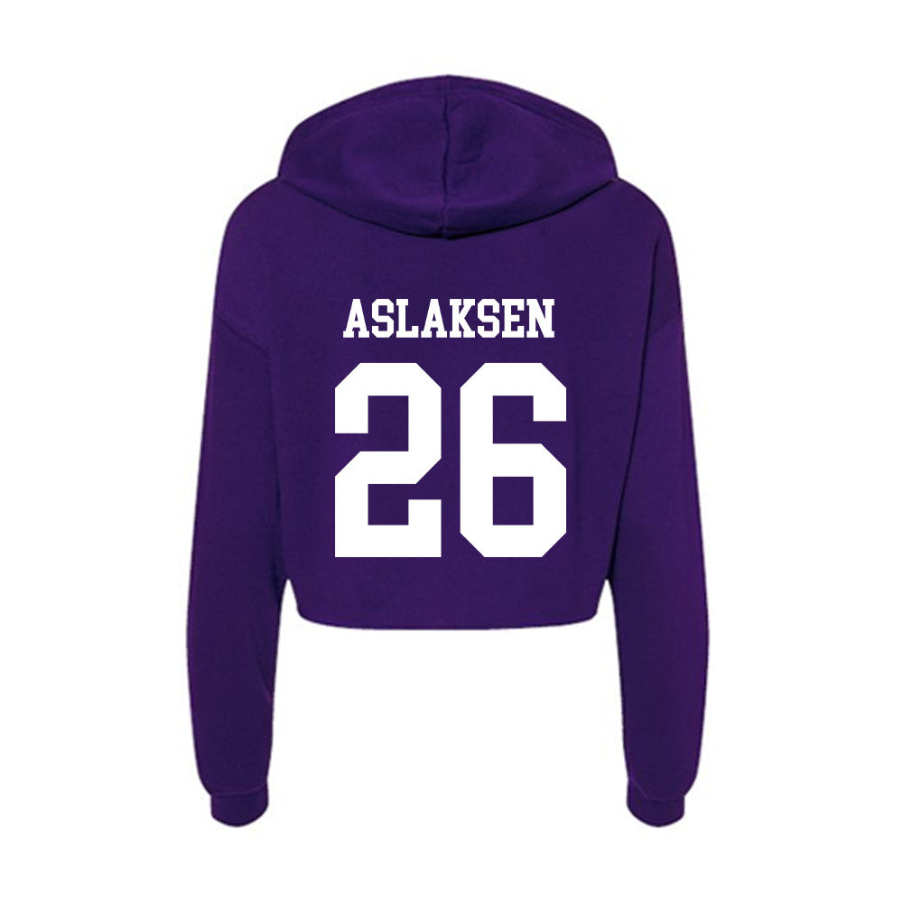 SFA - NCAA Baseball : Evan Aslaksen - Women's Crop Fleece Hoodie-1