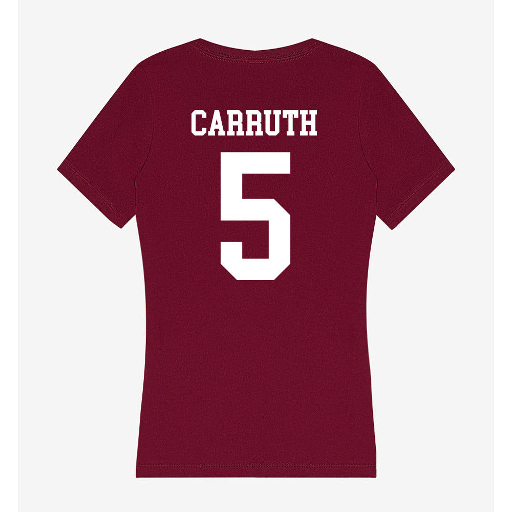 AAMU - NCAA Men's Basketball : Jalen Carruth - Women's V-Neck T-Shirt-1