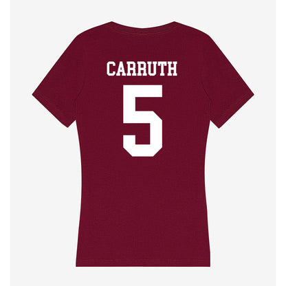 AAMU - NCAA Men's Basketball : Jalen Carruth - Women's V-Neck T-Shirt-1