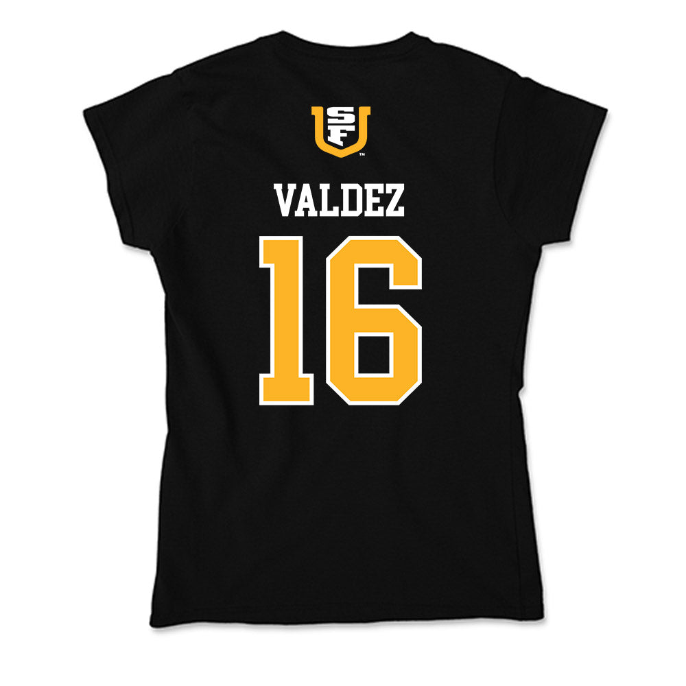 USFCA - NCAA Baseball : Adrian Valdez - Soft Style Women’s T-Shirt-1