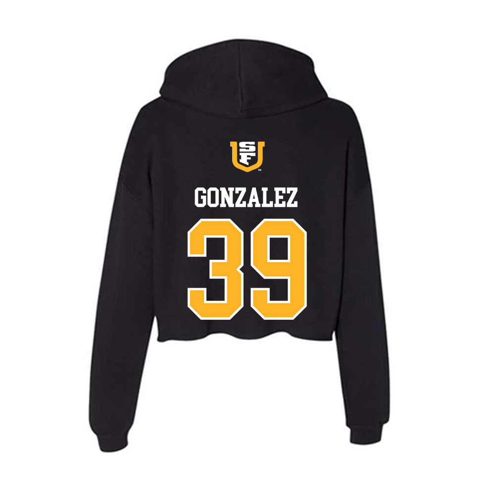 USFCA - NCAA Baseball : Alan Gonzalez - Women's Crop Fleece Hoodie-1