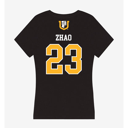 USFCA - NCAA Men's Basketball : Weilun Zhao - Women's V-Neck T-Shirt-1