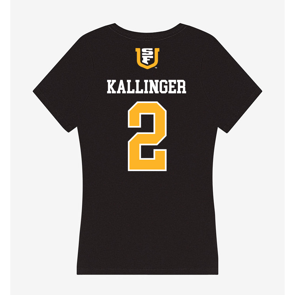 USFCA - NCAA Baseball : Myles Kallinger - Women's V-Neck T-Shirt-1