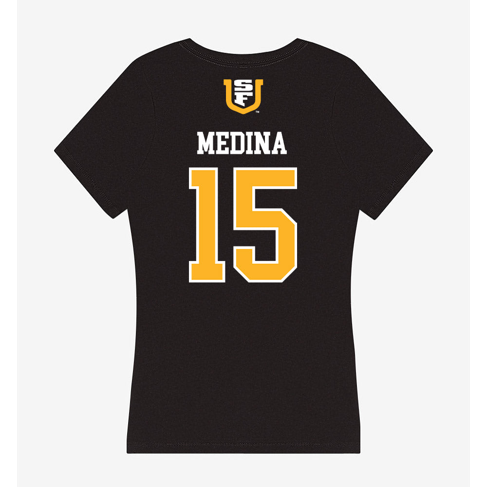 USFCA - NCAA Men's Soccer : Adrian Medina - Women's V-Neck T-Shirt-1