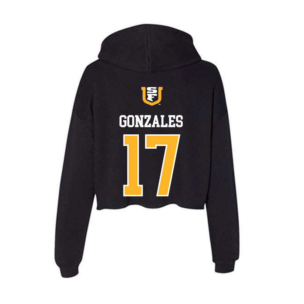 USFCA - NCAA Baseball : Thomas Gonzales - Women's Crop Fleece Hoodie-1