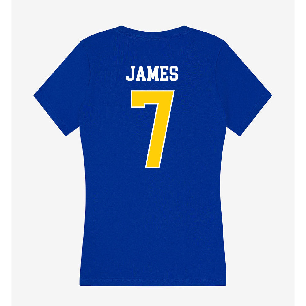 Rollins - NCAA Men's Basketball : Cheo james - Women's V-Neck T-Shirt-1