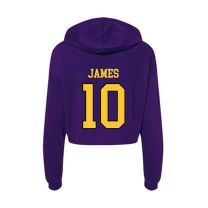 Montevallo - NCAA Men's Basketball : Bryant James - Women's Crop Fleece Hoodie-1