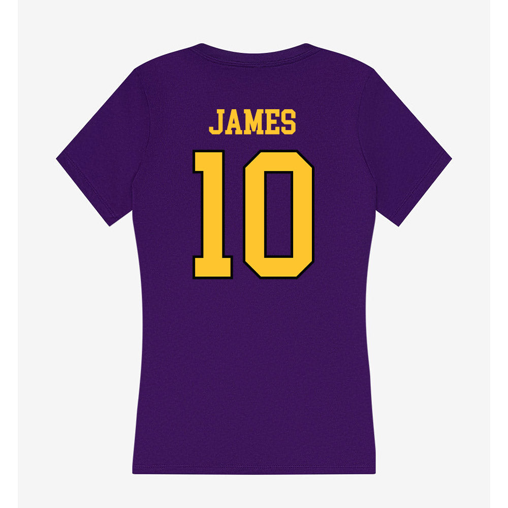 Montevallo - NCAA Men's Basketball : Bryant James - Women's V-Neck T-Shirt-1