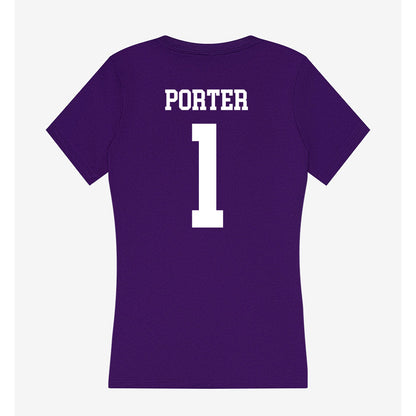 Evansville - NCAA Men's Basketball : Keishon Porter - Women's V-Neck T-Shirt-1