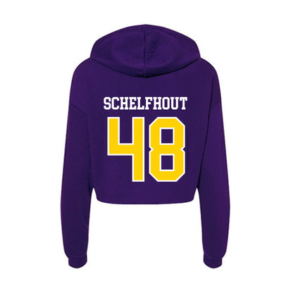 UWSP - NCAA Football : Isaac Schelfhout - Women's Crop Fleece Hooded Sweatshirt-1