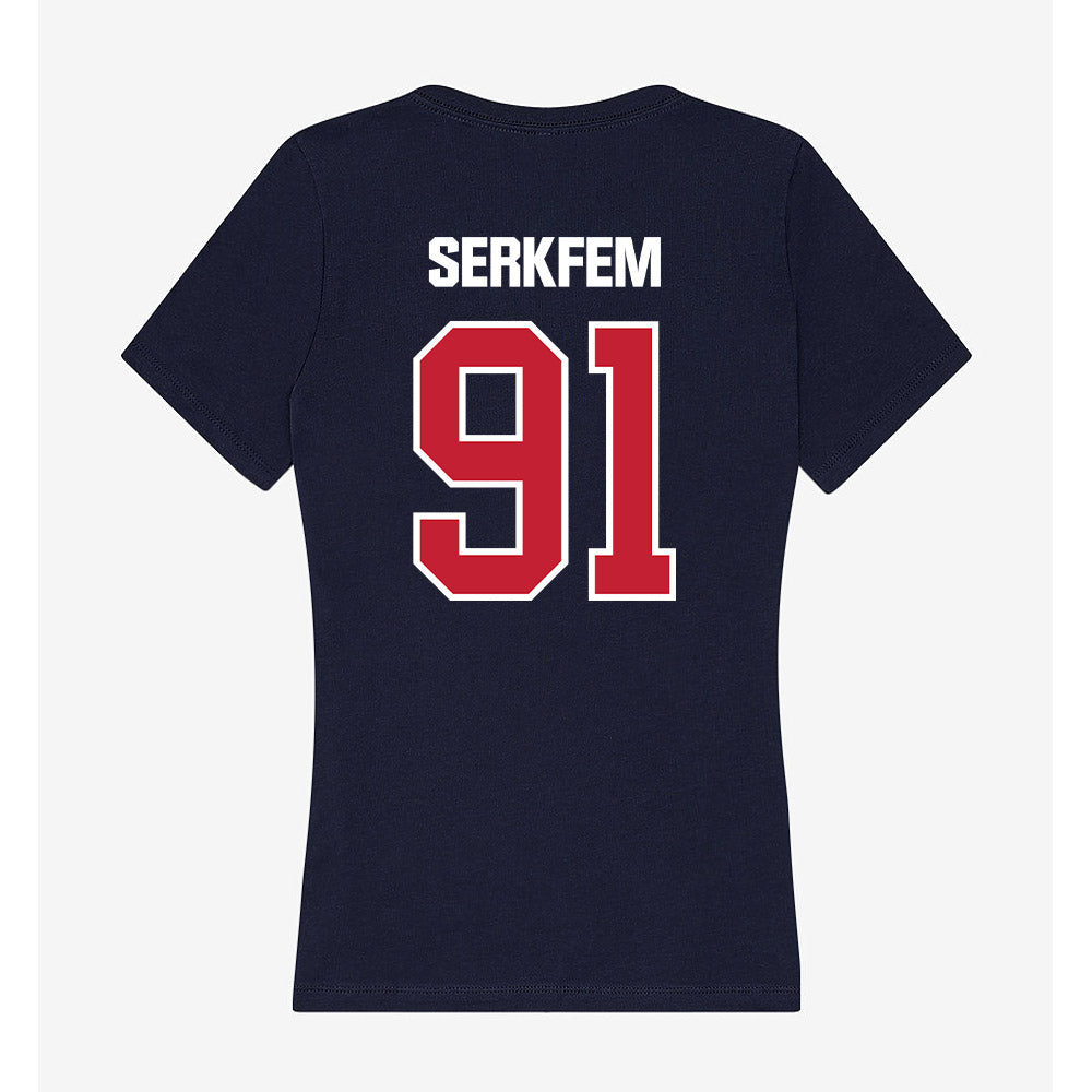 Richmond - NCAA Football : Jefferson Serkfem - Women's V-Neck T-Shirt-1