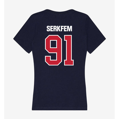 Richmond - NCAA Football : Jefferson Serkfem - Women's V-Neck T-Shirt-1