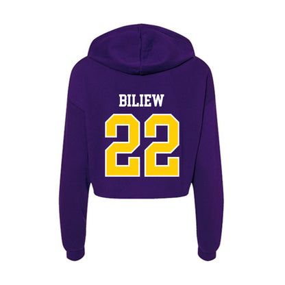 WIU - NCAA Men's Basketball : Goanar Biliew - Women's Crop Fleece Hoodie-1