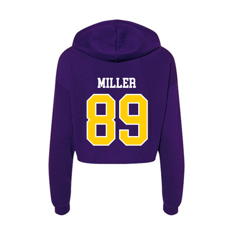 WIU - NCAA Football : Jace Miller - Women's Crop Fleece Hooded Sweatshirt-1