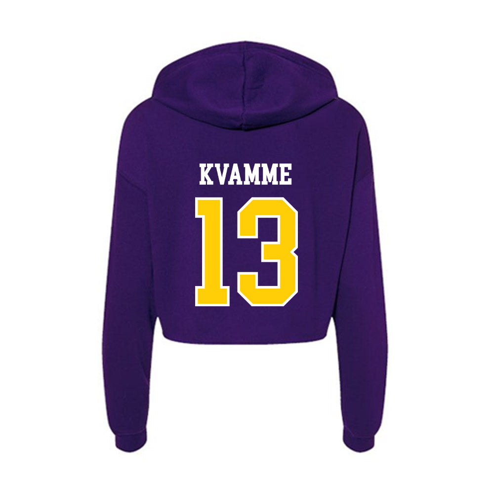 WIU - NCAA Men's Basketball : Makai Kvamme - Women's Crop Fleece Hoodie-1