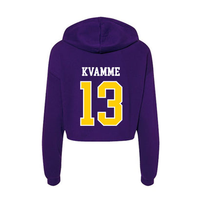 WIU - NCAA Men's Basketball : Makai Kvamme - Women's Crop Fleece Hoodie-1