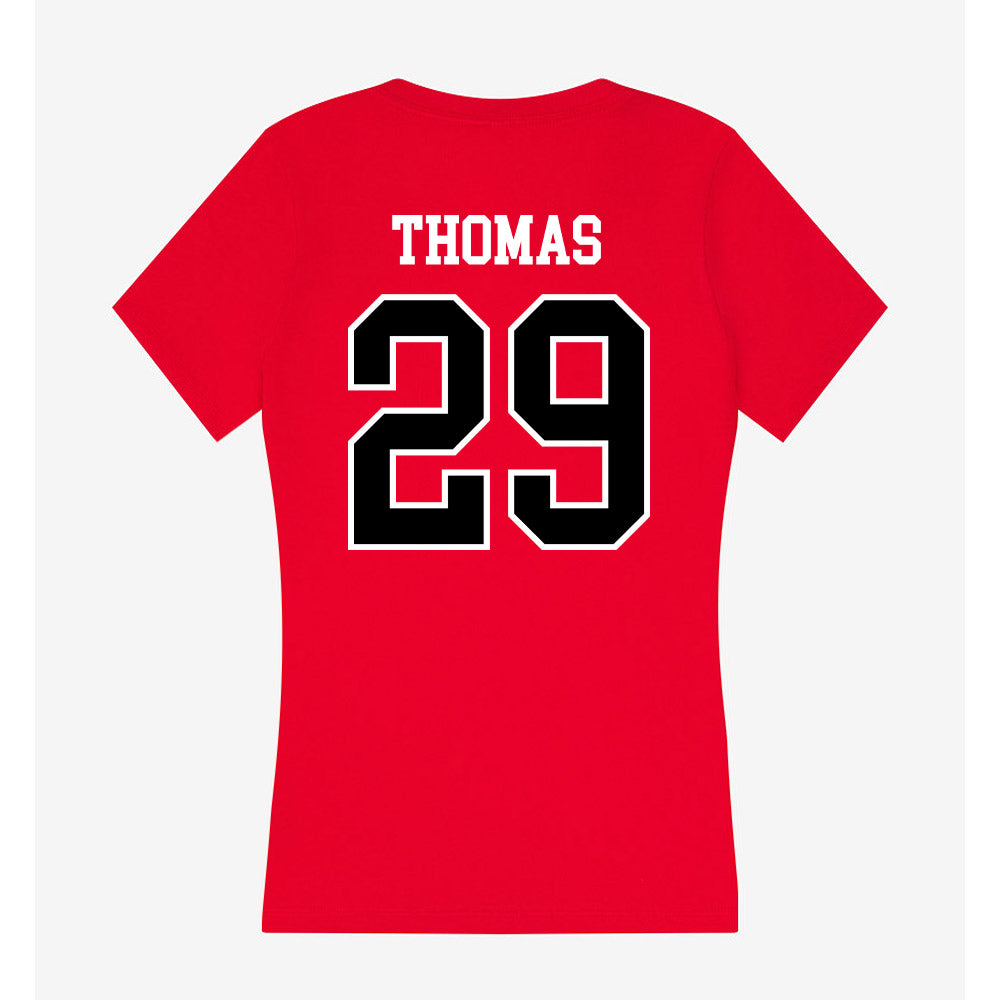 Valdosta State - NCAA Football : RoyMarr Thomas - Women's V-Neck T-Shirt-1