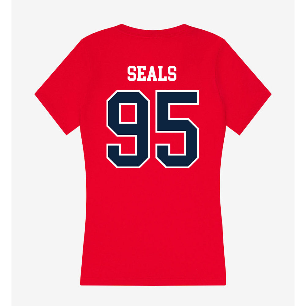 Stony Brook - NCAA Football : Moe Seals - Women's V-Neck T-Shirt-1
