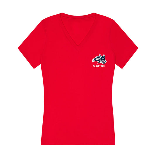 Stony Brook - NCAA Men's Basketball : Quin Gorman - Women's V-Neck T-Shirt-0